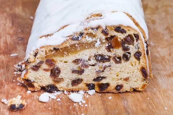 Stollen cake with dried fruits and marzipan — Stock Photo, Image