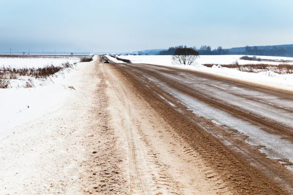 Strada di campagna scivolosa — Foto Stock