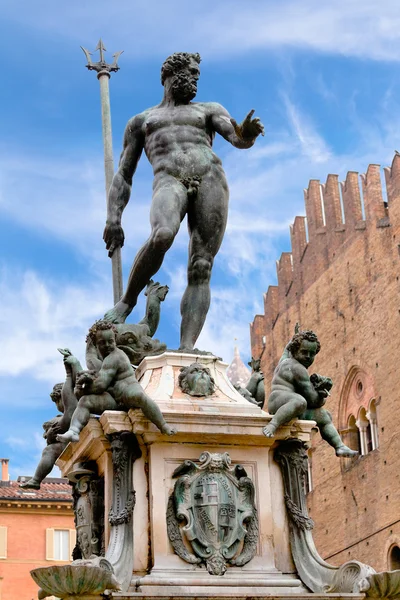 Fuente de Neptuno en Bolonia, Italia — Foto de Stock