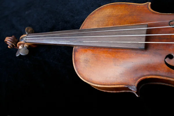 Violino no fundo de veludo preto — Fotografia de Stock
