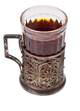 antika cam cam tutucu ile çay
