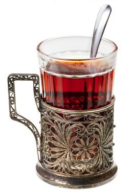 black tea in retro glass clipart