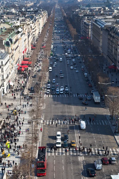 Acima da vista de Avenues des Champs Elysees em Paris — Fotografia de Stock