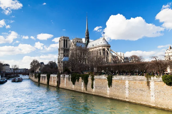 Cathedral Notre Dame de Paris and Seine river — Stock Photo, Image