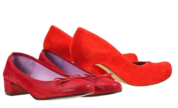 Zwei Paar rote Damenschuhe — Stockfoto