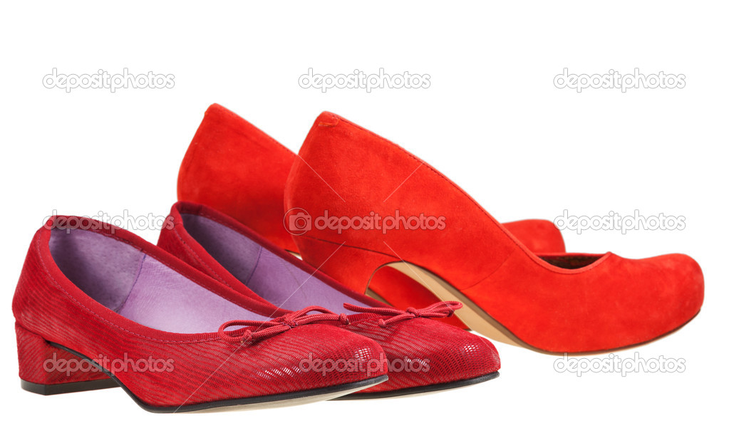 Two pairs of red women's shoes