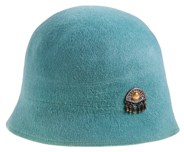Felt woman green cloche hat — Stock Photo, Image