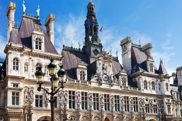 Fasaden till Hotel de Ville (stadshuset) i Paris — Stockfoto