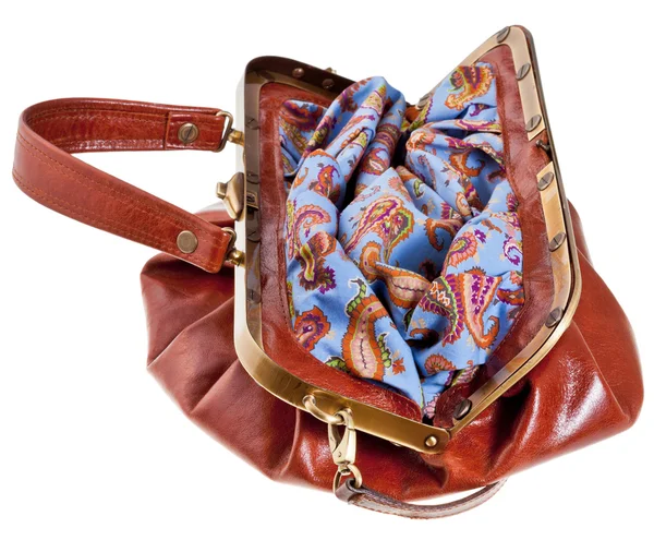 Öppna retro stil läder väska kappsäck — Stockfoto