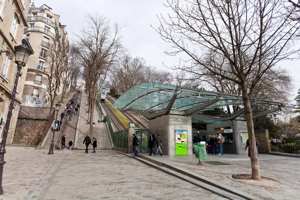 Station of Montmartre funicular railway in Paris — Stock Photo, Image