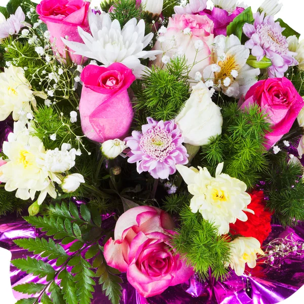 Blumenstrauß aus Chrysanthen und Rosen — Stockfoto