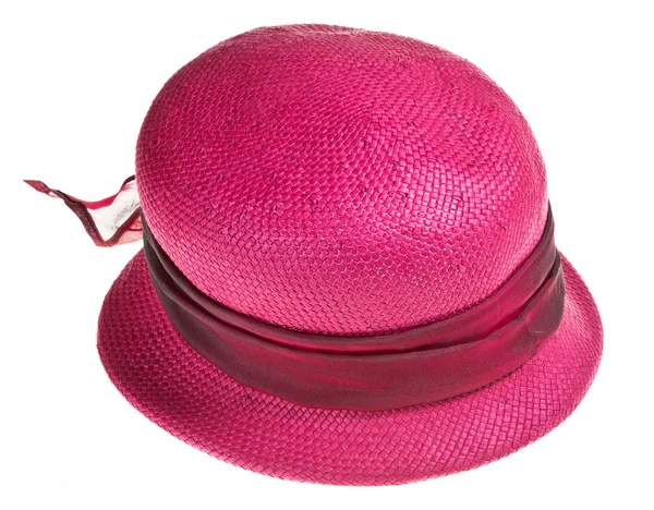 Woman straw pink hat — Stock Photo, Image