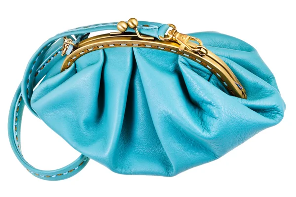 Sac à main fermé en cuir bleu femme — Photo