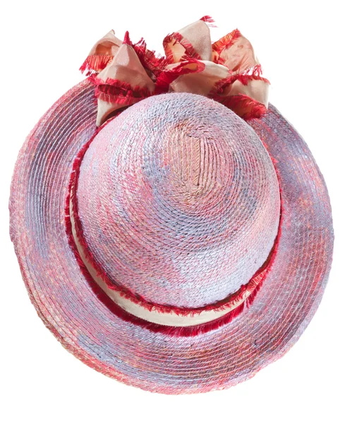 Top view of painted summer straw hat — Stock Photo, Image