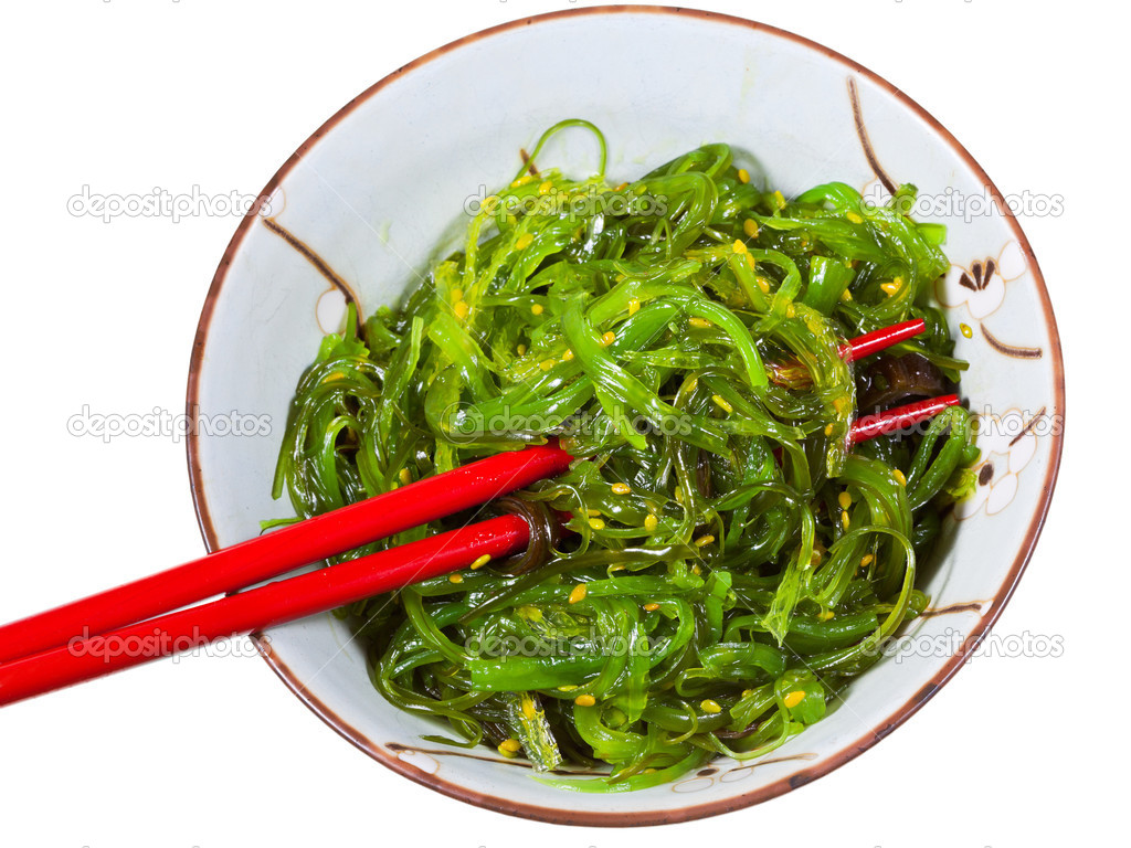 eating of chuka seaweed salad