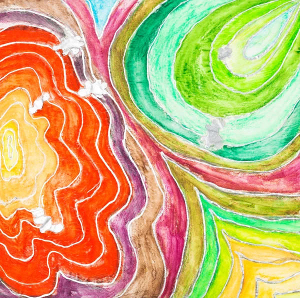 Wave pattern drawn by watercolor paints — Stock Photo, Image