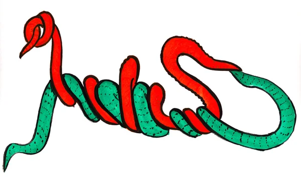 Lutte entre serpent rouge et serpent vert — Photo