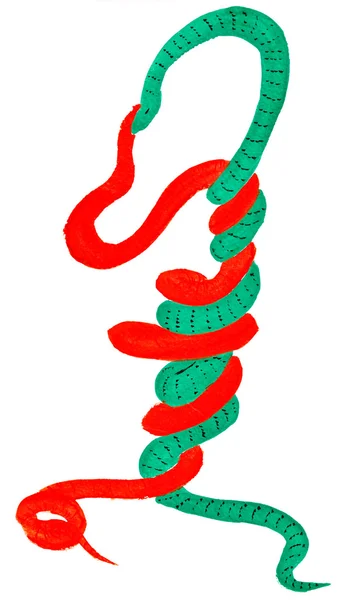 Bitwa między czerwony i zielony wąż — Zdjęcie stockowe