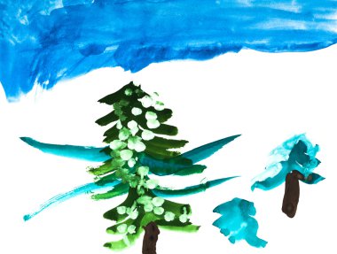 çocuğun paiting - kış manzarası