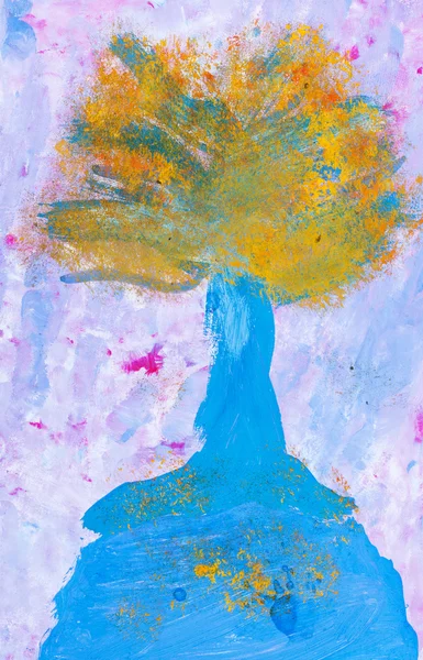 Детская живопись - осеннее дерево — стоковое фото