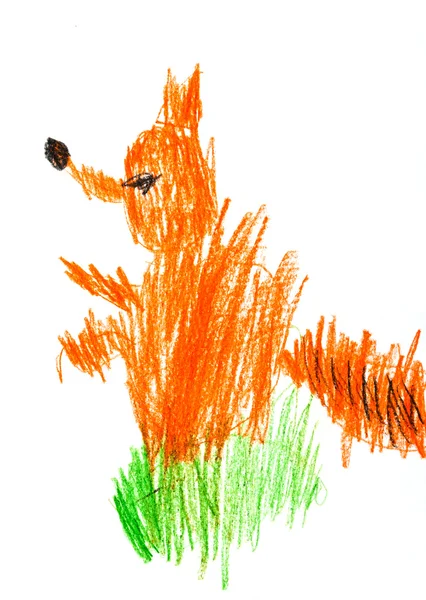 Rysunek dziecka - red fox — Zdjęcie stockowe