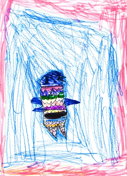 Dibujo del niño - pájaro abstracto — Foto de Stock