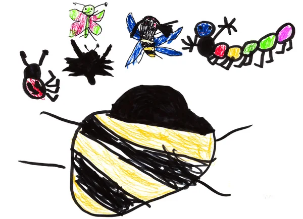 Child's drawing - insects — Stock Photo, Image