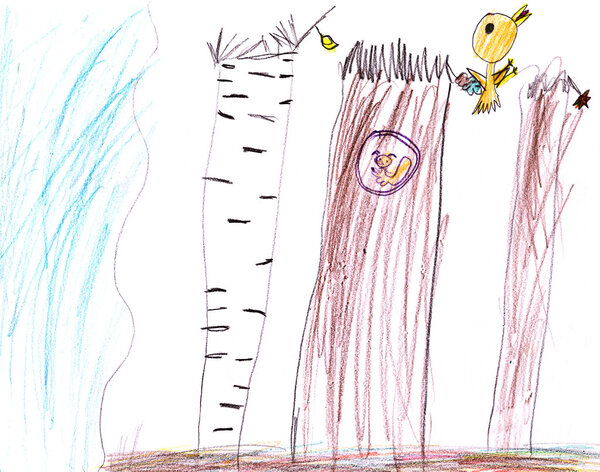 child's drawing - wild forest life