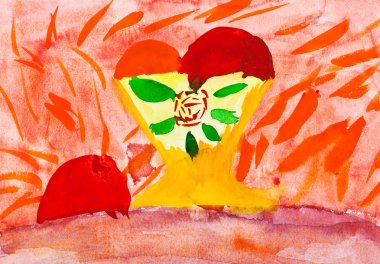 çocuğun paiting - meyve bir kase
