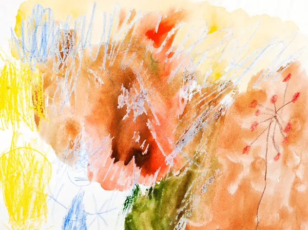 Детская живопись - девушка в осеннем лесу — стоковое фото