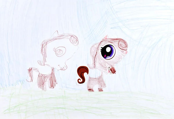 Child's drawing - two pony — Stock Photo, Image