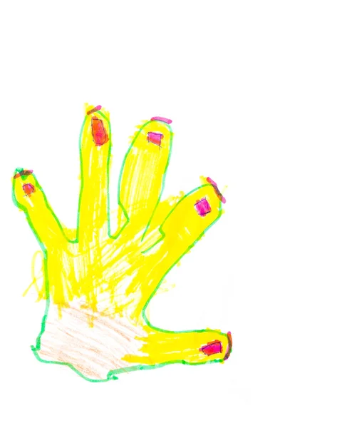 Kind tekening - gele palm — Stockfoto