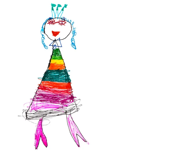 Детский рисунок - маленькая принцесса — стоковое фото