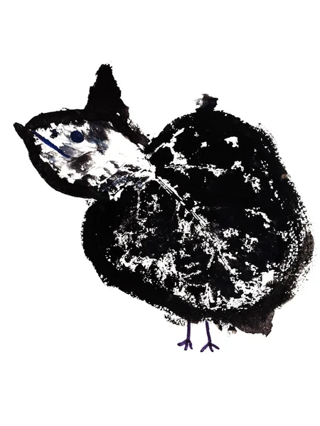 Dibujo del niño - pollito negro —  Fotos de Stock