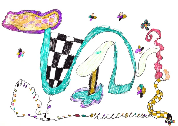 Dibujo del niño - patrón serpentina —  Fotos de Stock