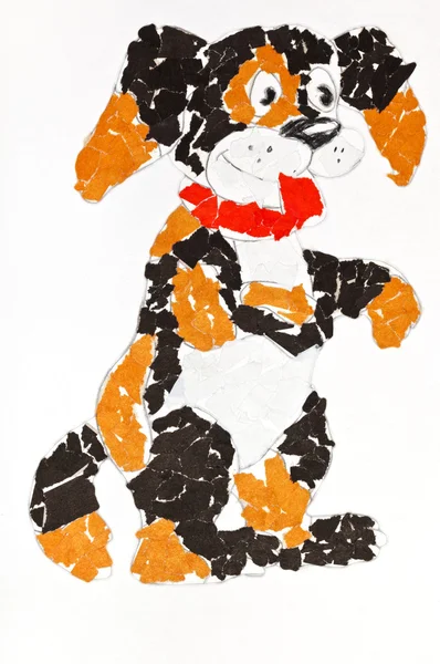 Child's applique - pied dog — Stock Photo, Image