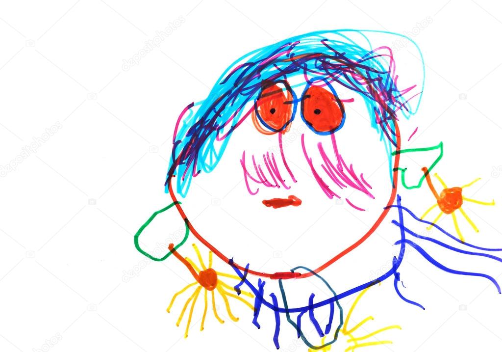 child's drawing - small moustached man
