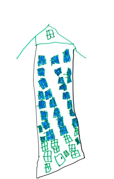 Child's drawing - condominium — Stock Photo, Image