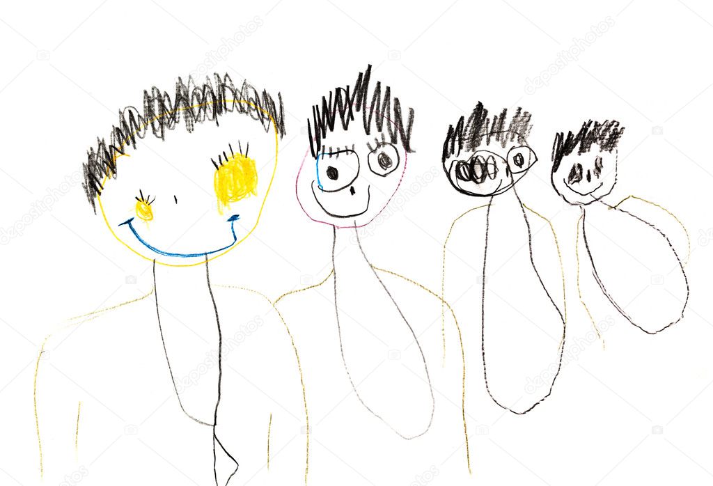 child's drawing - happy boys
