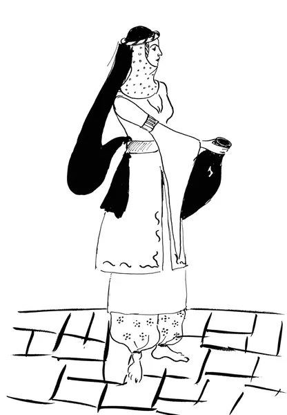 Caucasian female traditional medieval costume — Stock Photo, Image