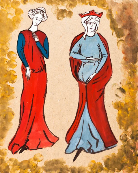 French women of the 14th century — Stock Photo, Image