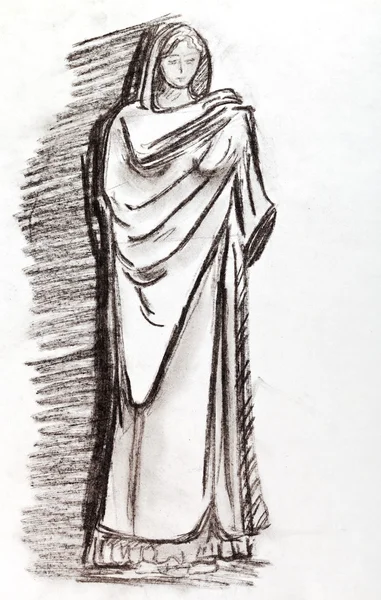 Antika romerska kvinnan i en tunika — Stockfoto