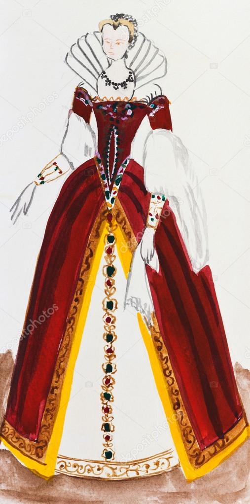 Costumes historiques , femmes costume royal en france fin du XVIe siècle \u2014 Image de vvoennyy