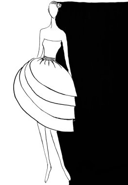 80 yıl içinde geniş bir etek ile kısa kokteyl elbisesi