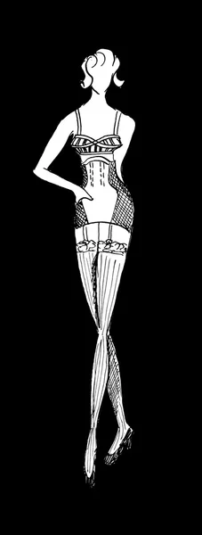 Женское нижнее белье с ремнем чулки в 30-е годы — стоковое фото