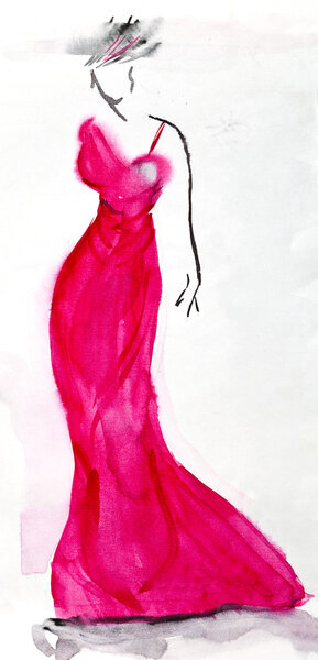 long pink evening dress of 30th years