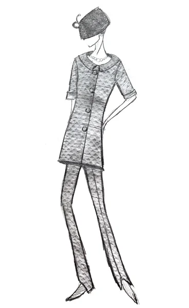 Costume pantalon femme en 60e année — Photo