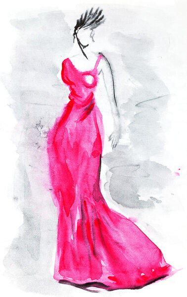long pink evening gown of 30th years