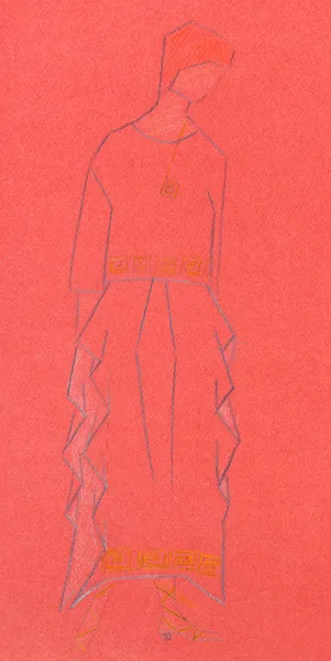 Red sketch of woman knitwear — Stock Photo, Image