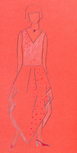 Red sketch of woman knitwear — Zdjęcie stockowe